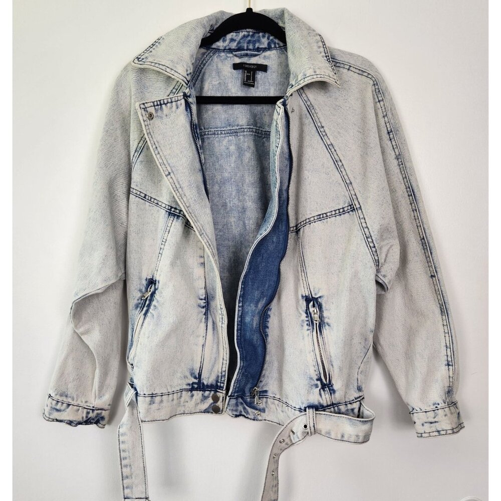 Forever 21 Acid Wash Zip Up Jean Jacket, Sm, Retro, 80's, Stranger Things Vibes - Picture 2 of 9